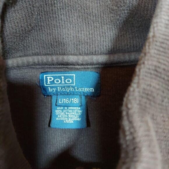 Polo Ralph Lauren Sweater Boys Youth Large 16/18 Brown Quarter Zip Pullover - Picture 3 of 6